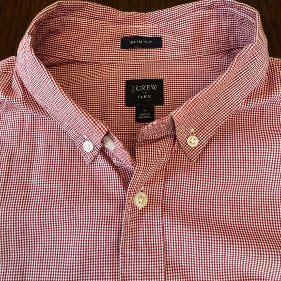 J Crew, Slim Flex Shirt, Men’s, L, Red Gingham - Picture 4 of 6